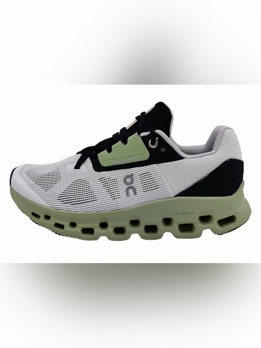 On Running Women Sneakers in White, Black & Light Green Size 8